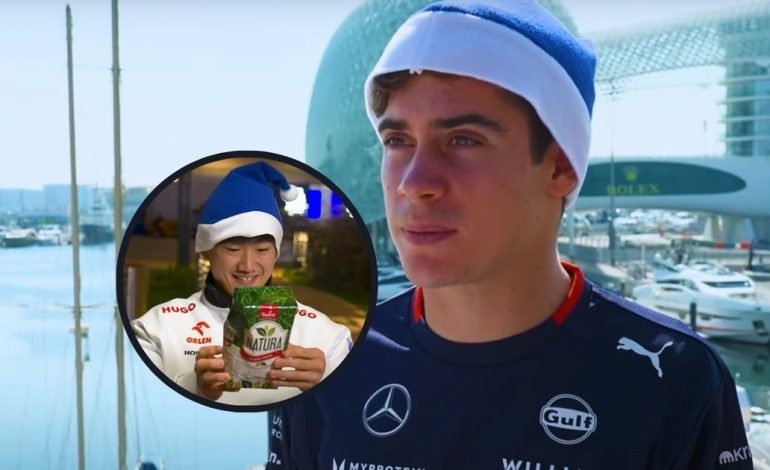 “que-es-esto”:-colapinto-fue-el-secret-santa-de-yuki-tsunoda-y-lo-sorprendio-con-su-regalo