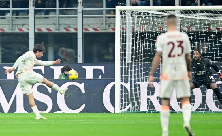 paulo-dybala-sigue-con-la-flecha-en-alto:-volea-y-golazo-para-evitar-la-caida-de-la-roma-ante-un-milan-que-se-fue-silbado-por-su-gente
