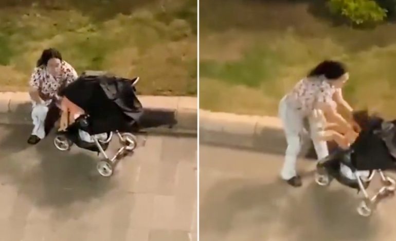 indignante:-filmaron-a-una-mujer-que-golpeo-a-su-bebe-en-plena-calle